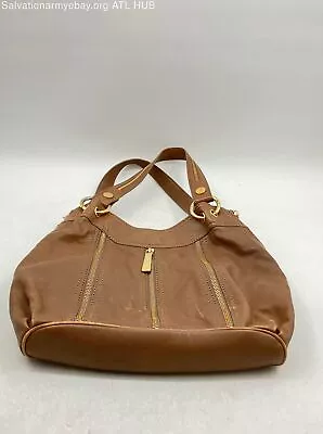 Women's Michael Kors Taupe Color Leather Handbag Shoulder Purse Golden Zippers • $9.99