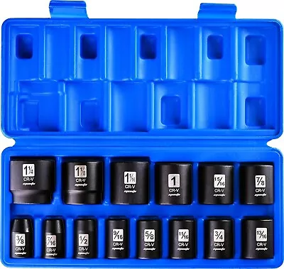 Epauto 1/2-Inch Drive SAE Shallow Impact Socket Set CRV 6-Point 14 Sockets • $97.97