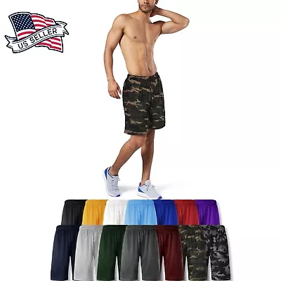 Men Mesh Shorts 2 Pockets Workout Jersey Pants Soft Basketball Gym Fitness Run • $13.99