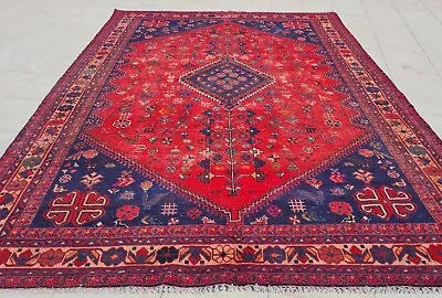 Authentic Hand Knotted Vintage Tribal Shrz Pictorial Wool Area Rug 9.7 X 6.6 Ft • $0.99