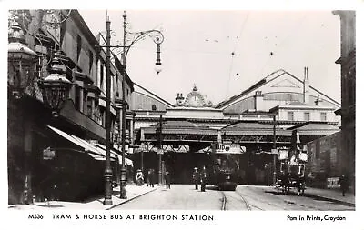 £6.75 • Buy R256633 M536 Tram And Horse Bus At Brighton Station. Pamlin Prints. RP
