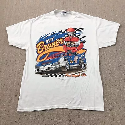 VINTAGE Sprint Racing Shirt Men's Large White Jeff Bryner Rally Car Graphic Tee • $18.88