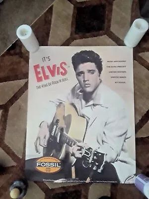 ELVIS PRESLEY VERY RARE  POSTER FOR FOSSIL  WATCHES Gorgeous OLD  • $99