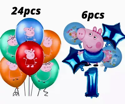 Peppa Pig George Family Foil And Latex Balloons Kids Birthday Party Decoration • £5.99