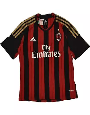 ADIDAS Boys AC Milan Graphic T-Shirt Top 11-12 Years  Red Pinstripe BG22 • £12.45