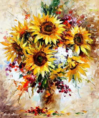 Leonid Afremov Sunflowers A4a3a2a1a0 /canvas Framed  Finished Art Home Decor • £2.99