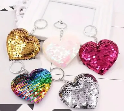 Heart Sequin Key Ring Or Handbag Charm • £1.99