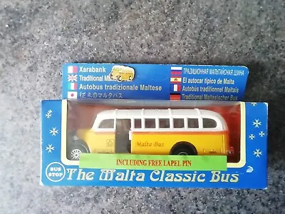 Traditional Malta Bolero School Bus Model With Original Lapel Badge • £4