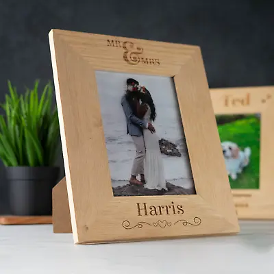 Personalised Engraved Wooden Photo Frame 4 X 6  / 5x7” Picture Frame- Any Text • £8.99