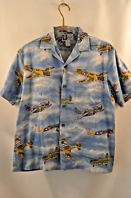RJC Hawaiian Shirt Men’s L Fighter Bomber WWII Aircrafts Aloha Beach USA Mint • $12.76