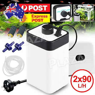 Aqua Aquarium Air Pump Oxygen Fountain Pond Aerator Water Fish Tank 2 Outlet • $19.85