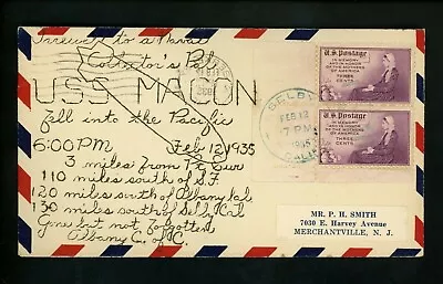 US Postal History Airmail Zeppelin U.S.S. Macon Mellone # 2/12/35-C39 1935 CA • $29.99