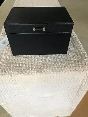 Pottery Barn Quinn Small Foil-Debossed Leather Jewelry Box 7.5” X 5.5” Black NWT • $185