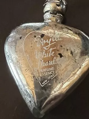 Vintage Mid-century Evyan White Shoulders Gold Metal Heart Mini Perfume Bottle • $5