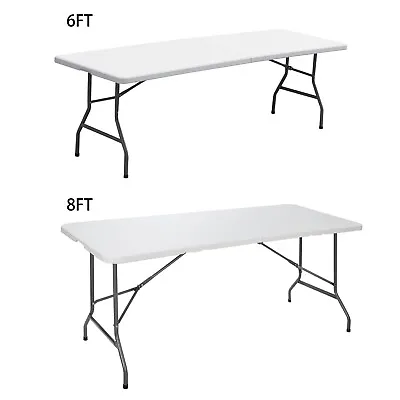 6/8' Portable Folding Table Plastic Picnic Party Camp Dining White 1PCS/2PC/4PCS • $61.58