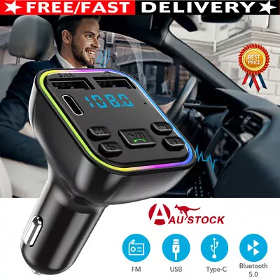 Car FM Transmitter Bluetooth Radio MP3 Player Music RGB Light Charger Kit USB JC • $10.19