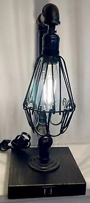 Retro Water Pipe Style Desk Light Steampunk Industrial Table Lamp USB Ports EUC • $34.99