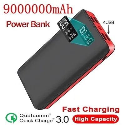 4USB Power Bank 9000000mAh LED LCD Backup Battery Pack Charger For Cell Phone UK • £15.95