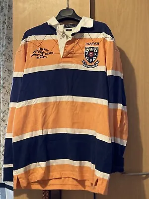 Men’s Polo Ralph Lauren Rugby Shirt Stripe Orange/Navy Medium • £15