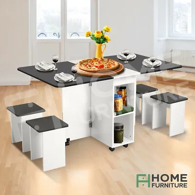 $229.50 • Buy Dining Table And 4 Chair Wooden Multifunctional Foldable Kitchen Furniture Black