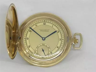 Vintage 48mm Solid 14k Yellow Gold Movado Gents Hunter Pocket Watch Running!! • $1495