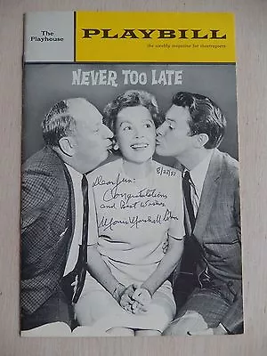 July 1963 - Playhouse Theatre Playbill With Autograph - Never Too Late - Bean • $47.99