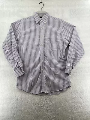 Jos A. Bank Men 15.5-33 Long Sleeve Shirt Purple Black White Striped Button Down • $15.97