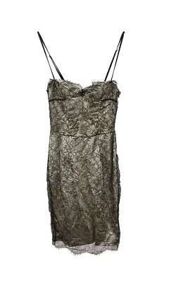 AGENT PROVOCATEUR Womens Dress Metallic Lacy Skinny Gold Size AP 2 • $329.54