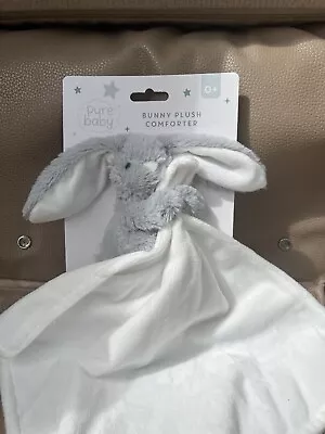 TJM Grey / White Bunny Comforter Soft Toy Rabbit Blankie DOUDOU Blanket • £11