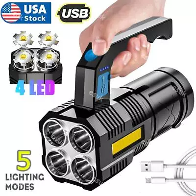 Super Bright 12000000LM LED Torch Tactical Flashlight USB Rechargeable Spotlight • $8.95