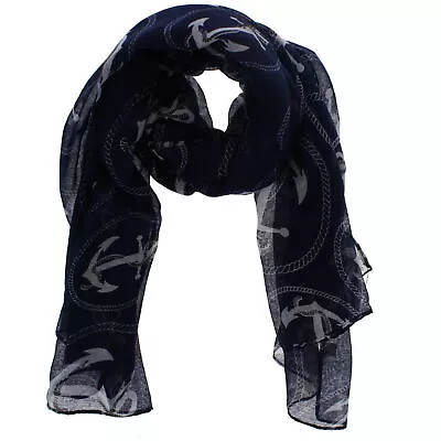 Zac's Alter Ego® Long Lightweight Women's Nautical Anchor Print Oversize Scarf • £10.69