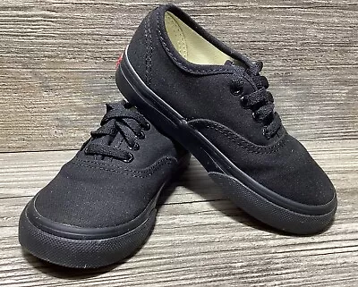 Toddlers Vans Off The Wall Jet Black Size 8 Kids Skateboarding Shoes Casual • $34.95