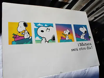 VTG Poster Peanuts SPANISH Hallmark - Snoopy Typing Writing Book On Doghouse • $15