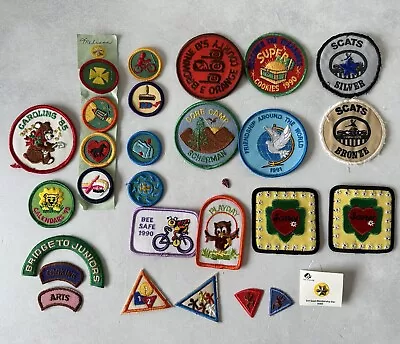 Vintage Girl Scout Patch Lot Merit Badges GSA Patches Brownies 1990s Iron-on Sew • $14