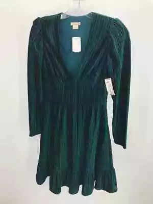 Pre-Owned Shoshanna Green Size 0 Velvet Knee Length Long Sleeve Dress • $71.19