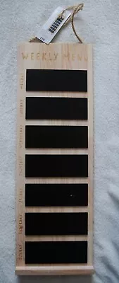 NEXT Wood & Chalkboard Weekly Wall Planner 7 Day Food Meal Menu Memo Board 60x20 • £18