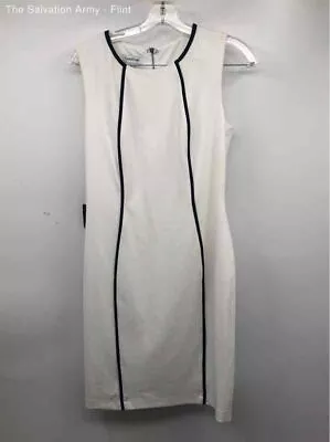 BEBE Womens White Black Sleeveless Round Neck Bodycon Dress Size 8 • $9.99