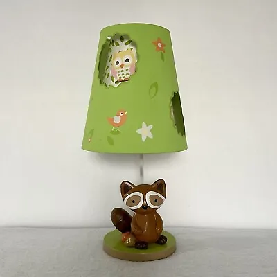 Lambs & Ivy Inc Baby Raccoon Lamp With Attached Owl Cutout Shade • $24.49