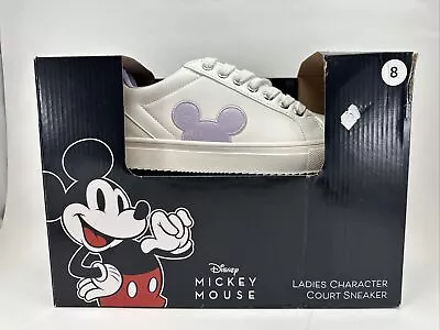 NEW Sz 8 Disney Mickey Mouse Ladies Character Court White & Purple Sneaker Shoes • $34