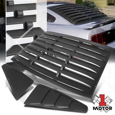 Black Rear+Side 1/4 Window Louvers Sun Shade Cover Vent For 05-14 Ford Mustang • $171.88