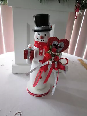 10  Handcrafted Valentines Day Nutcracker Snowman W/Heart & Red Roses Cupid New • $29.99