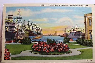 Alabama AL Mobile State Docks Ships Postcard Old Vintage Card View Standard Post • $0.50