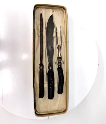 J Russell Co Green River Works Carving Set Sterling & Stag 1880's-1910's • $38.88