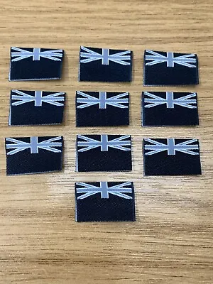 Union Jack Woven SEW IN LABELS - Black / Grey / White - Pack Of 10 • £2.75