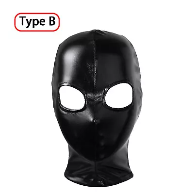 Adult Full Face Mask Faux Leather Open Mouth Eye Head Cover Mask Cosplay Costume • $8.82
