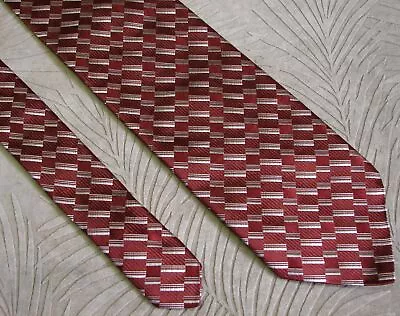 Men's XL Silk Tie By Pronto-Uomo: Burgundy Red Woven Italy 63   • $25