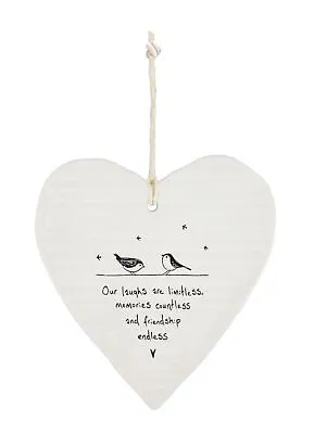 East Of India Endless Friendship Wobbly Heart Shaped Ceramic Hanging Plaque • £6.99