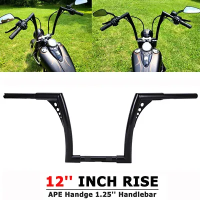 12  Rise Handlebar Ape Hangers Bar For Harley Softail Dyna Sportster CVO FLST FX • $90.19