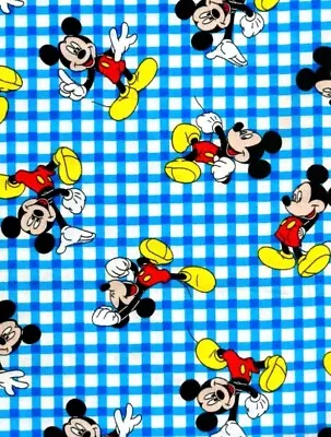 Mickey Mouse Fabric By The Yard - Blue Gingham Check - 18’x 22’- NEW • $8