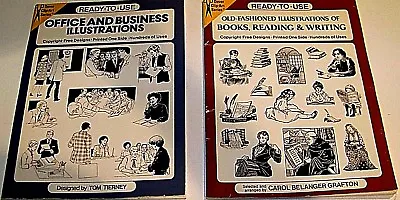 2 Dover Clip Art Books Office Business Illustrations Old Fashioned Books Reading • $10.99
